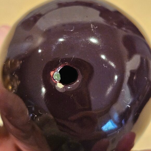 VINTAGE HANDPAINTED CERAMIC EGGPLANT MAJOLICA DECOR DISPLAY ART VIETRI ITALY - Picture 7 of 7